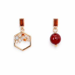 Regal Red Asymmetrical Drop Earrings