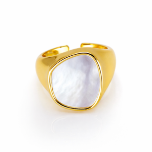 Chunky Mother of Pearl inlaid Sterling Silver Ring