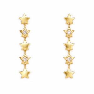 Brushed Gold Drop Star Earrings
