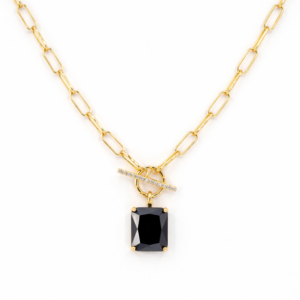 Black cubic zirconia pendant with rhinestone toggle clasp
